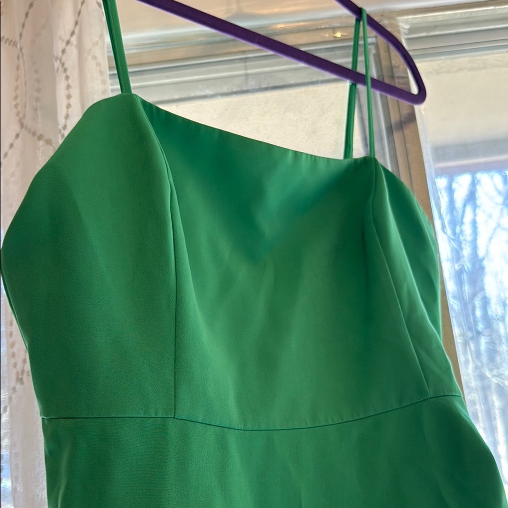 Gianni Bini Green Ribbed Asymmetrical Slip Dress